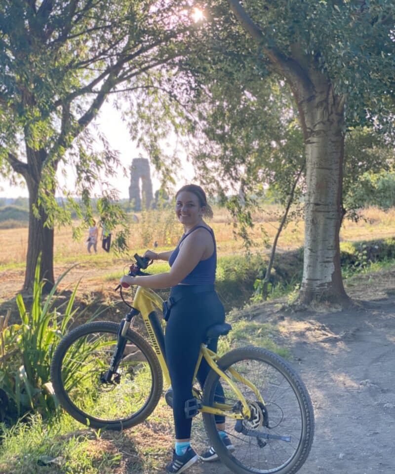 Natural scenery of lady on a bicycle